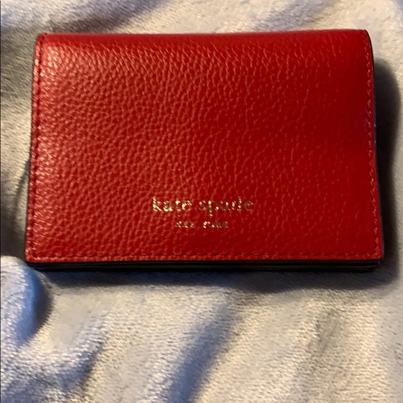 COPY - Kate Spade Leather Card Holder Vibrant Red - Picture 1 of 9